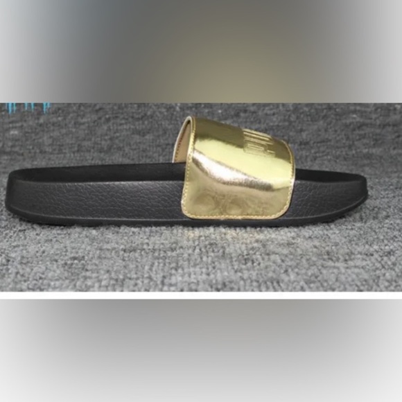 Puma Womens Leadcat Iri Mirror Jr Slide Sandals Black/Gold 367220-01 - Picture 3 of 6
